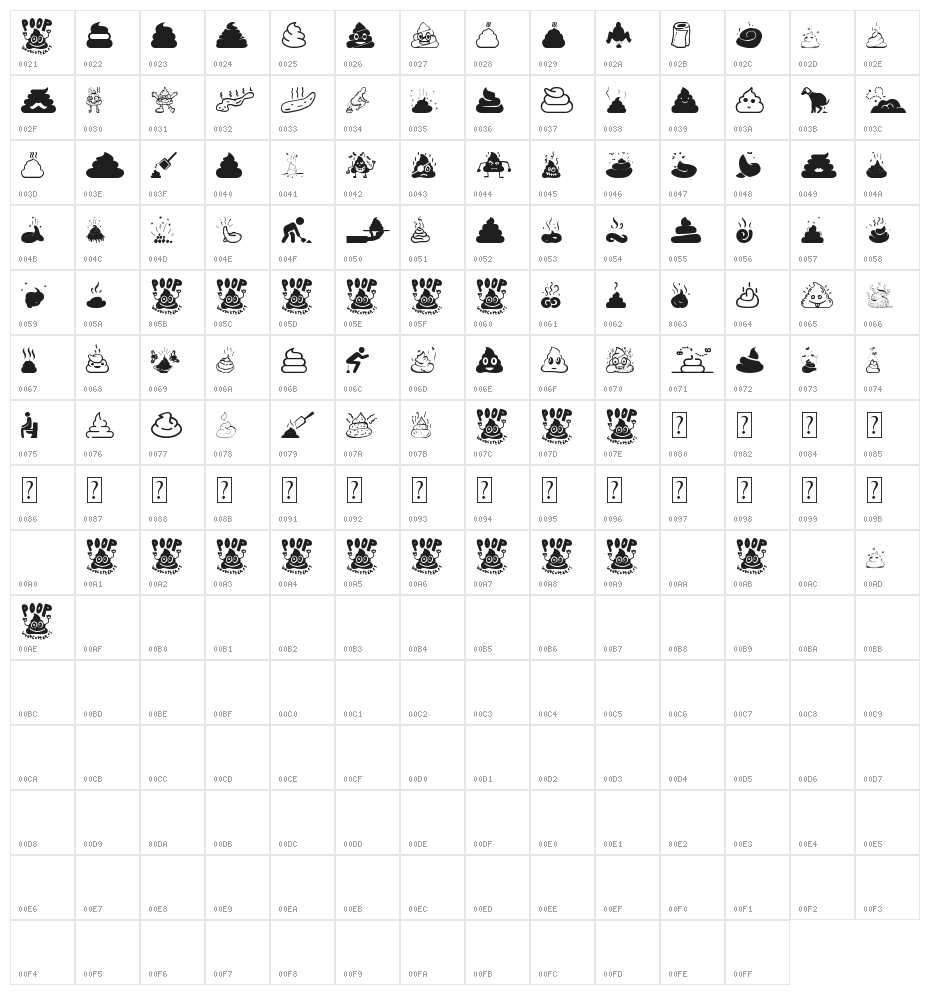 Poop Character Map