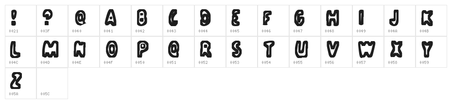 PoopedEyes ExtraBold Character Map