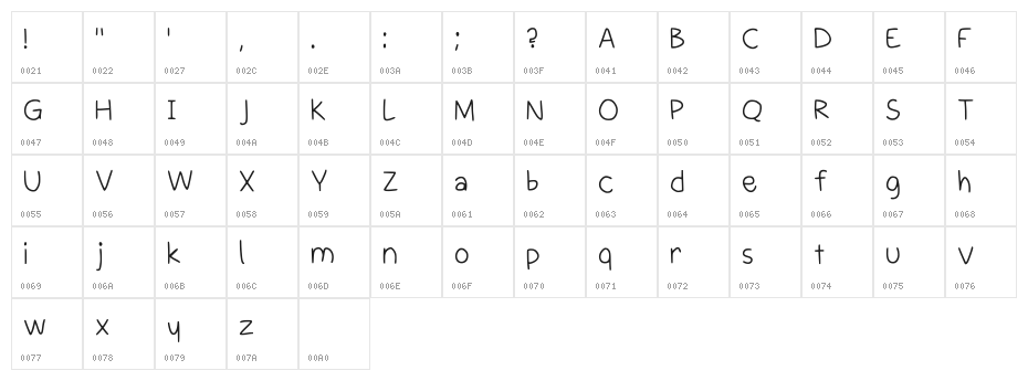 Pooper Scooper Regular Character Map