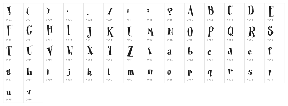 Poopie Doopie Regular Character Map
