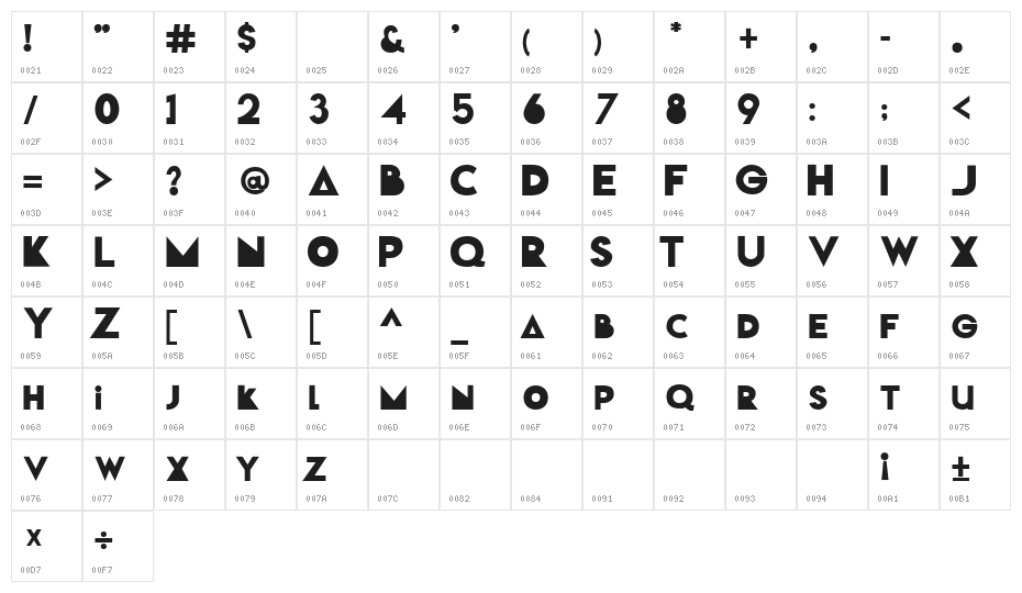 Pop Man Regular Character Map