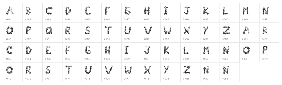 PopCornFont Character Map
