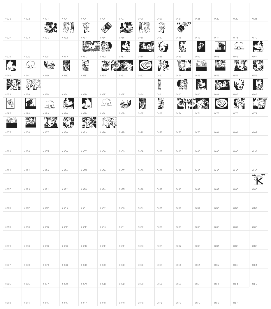 PopIcons Character Map