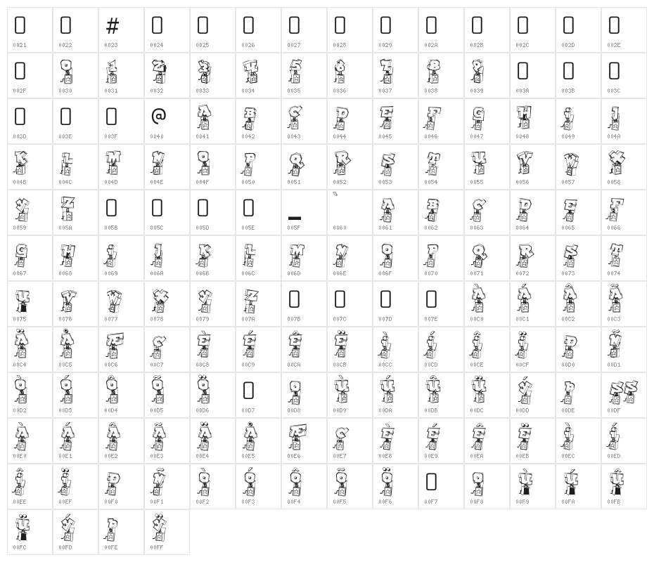 PopUpFontio-Regular Character Map