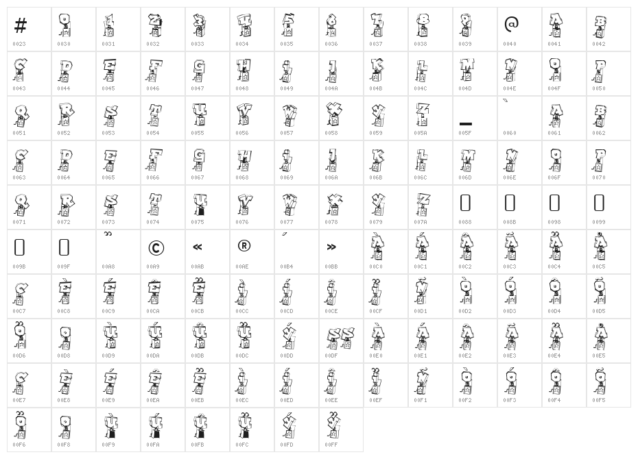 PopUpFontio-Regular Character Map