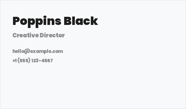 Poppins Black Business Card