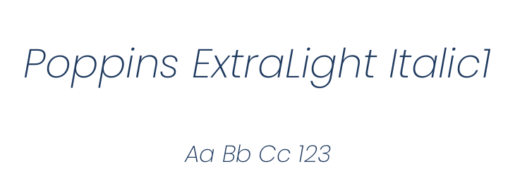 Poppins ExtraLight Italic1 Font Preview
