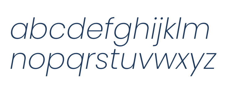 Poppins ExtraLight Italic1 Lowercase