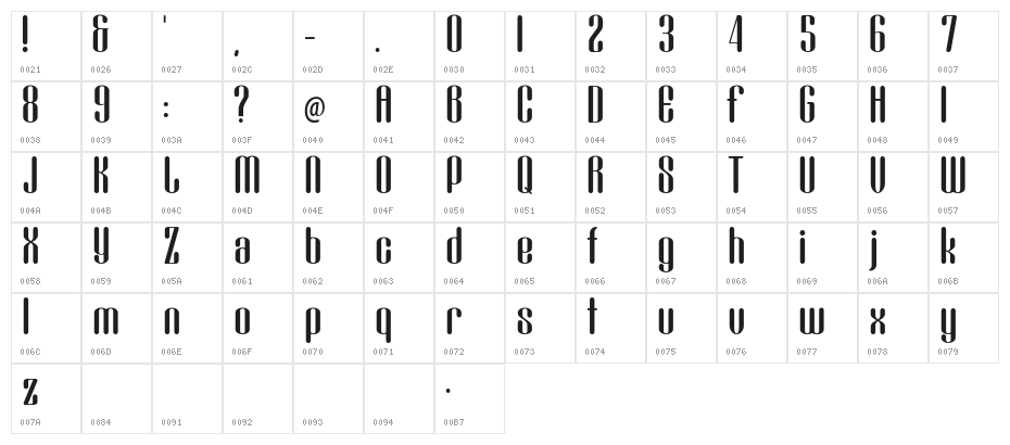Popstick-Demo-Regular Character Map