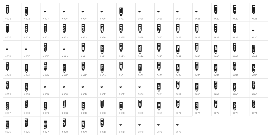 Populuxe Hearton Character Map
