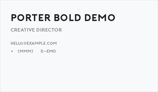 Porter Bold DEMO Business Card