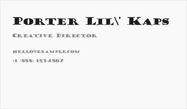 Porter Lil' Kaps Business Card