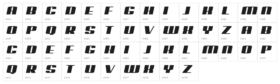 Possession Book Italic Character Map