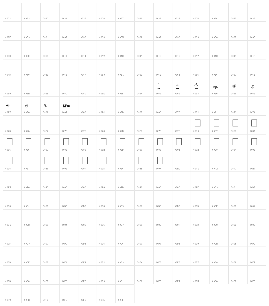 Post It LT Character Map