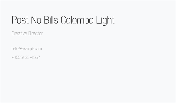Post No Bills Colombo Light Business Card
