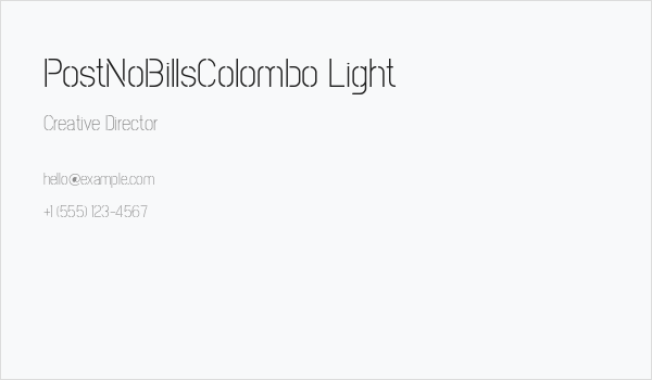 PostNoBillsColombo Light Business Card