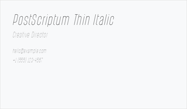 PostScriptum Thin Italic Business Card