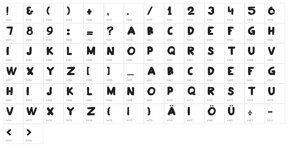 PostazBold-Regular Character Map