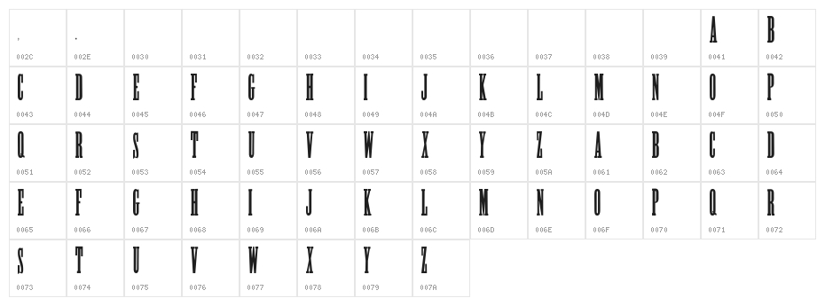 Poster Slab Caps Character Map
