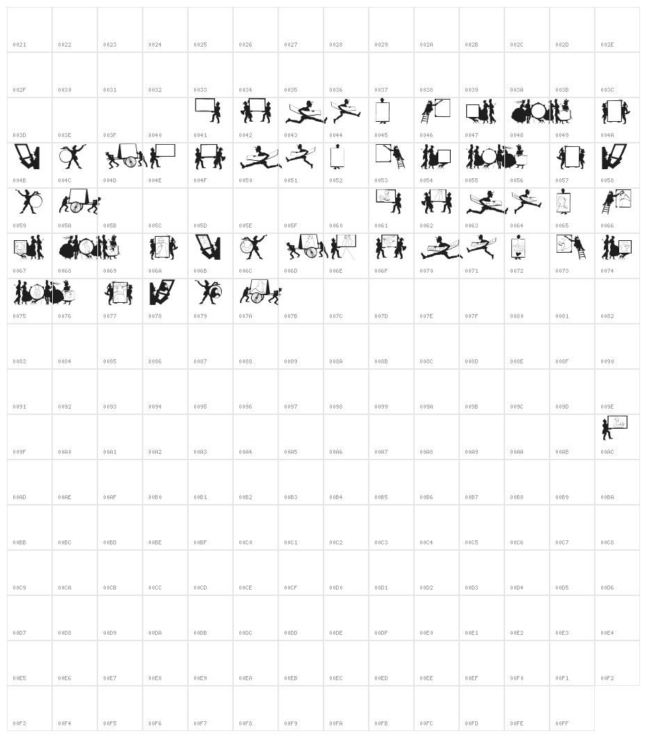 PosterFrames Character Map