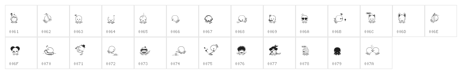 Poulpi Font Character Map