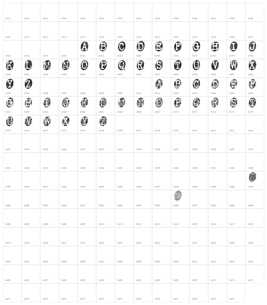 Powderfinger Smudged Character Map