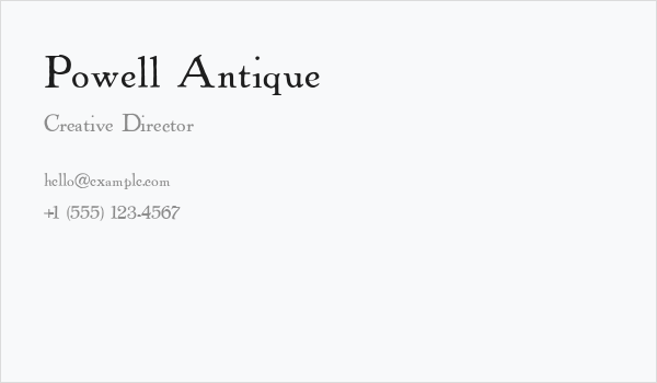 Powell Antique Business Card
