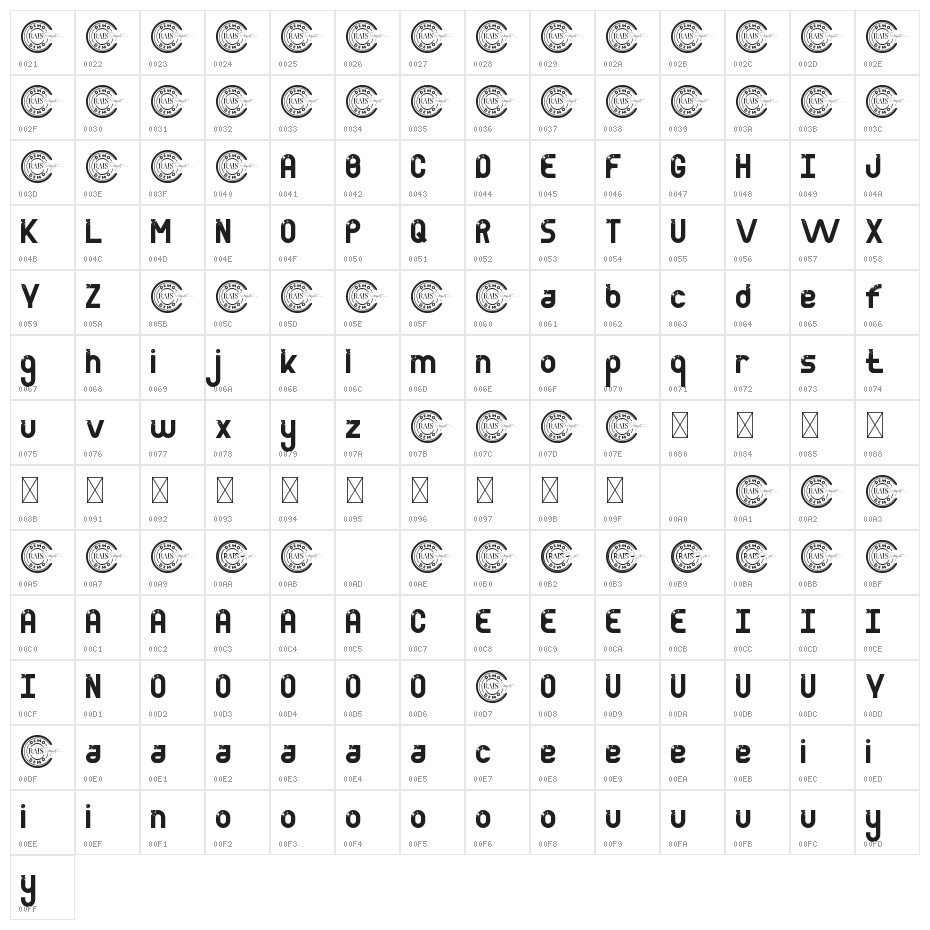 Power Clean Demo Bold Character Map