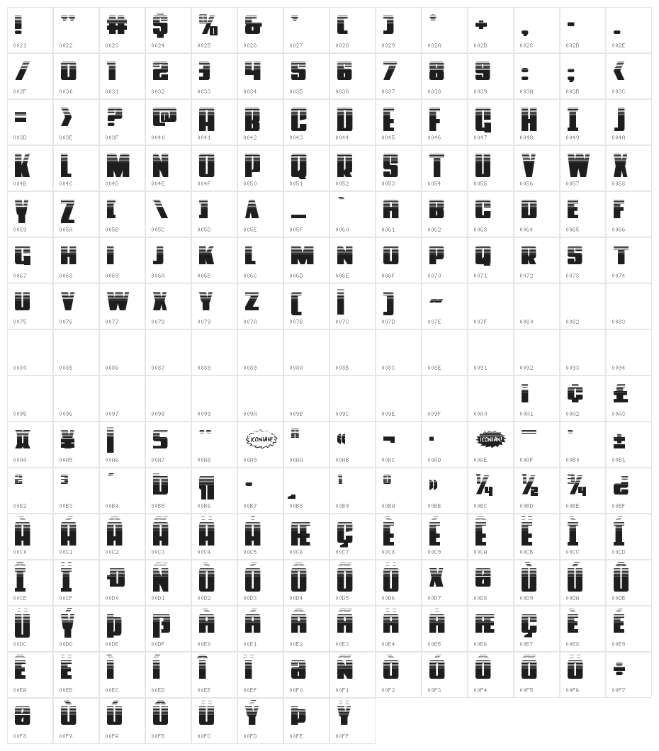 Power Lord Halftone Character Map