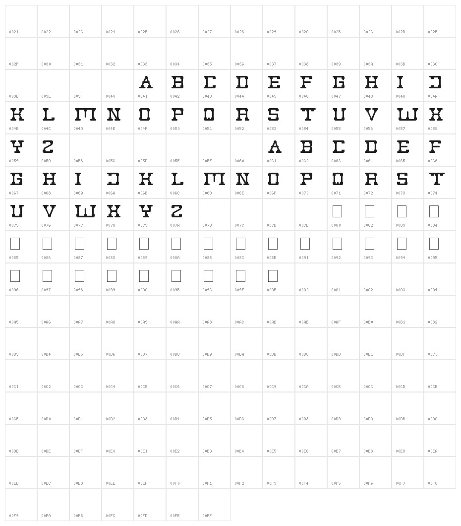 post rock Character Map