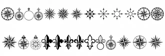 PR Compass Rose Normal Schriftart Kleinbuchstaben