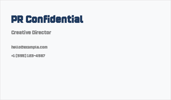 PR Confidential Business Card