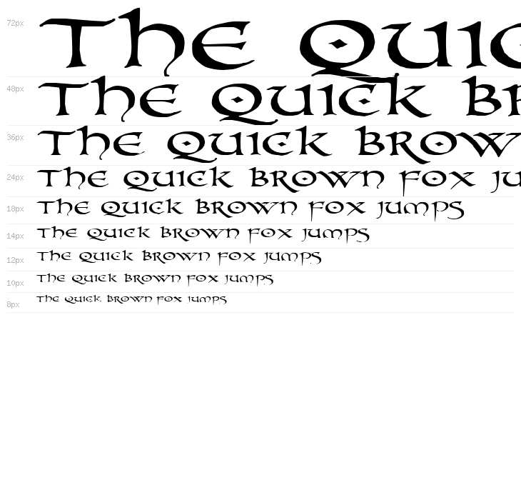 PR Uncial Alt Caps Extended Waterfall