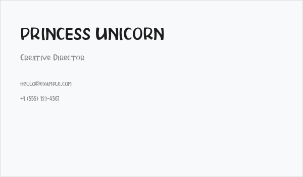PRINCESS UNICORN Business Card