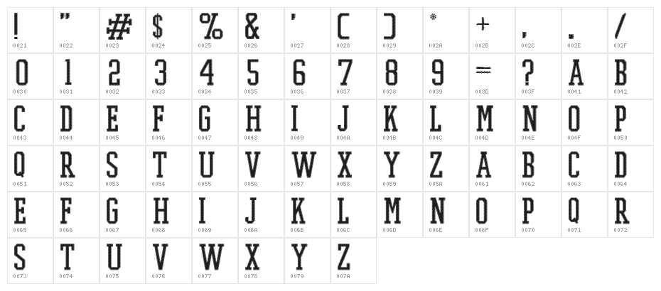 PROMESH Stitch Regular Character Map