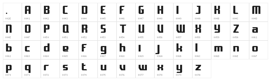 PROTOSER Regular Character Map