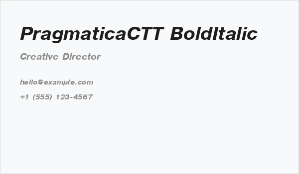 PragmaticaCTT BoldItalic Business Card