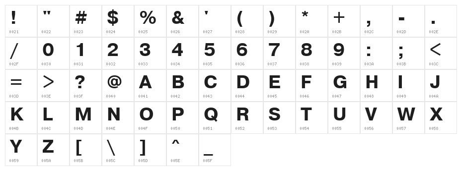 PragmaticaCTT Bold Character Map