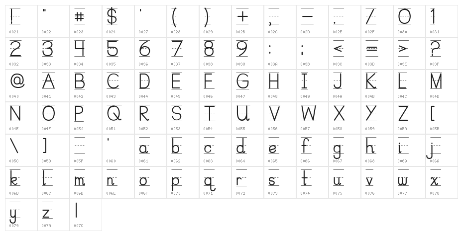 PreCursive_Lined Character Map