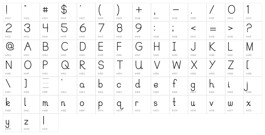 PreCursive_Regular Character Map