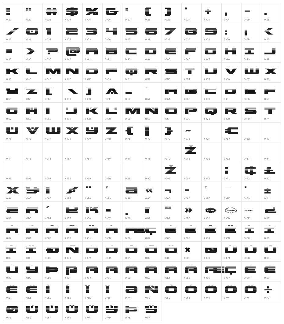 Predataur Halftone Character Map