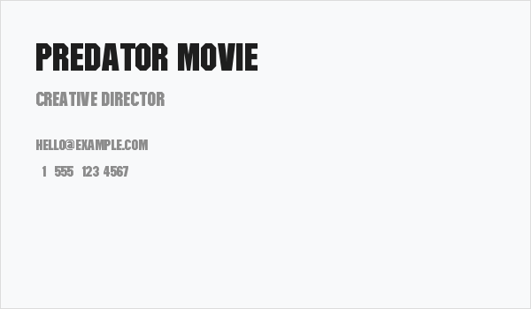 Predator Movie Business Card