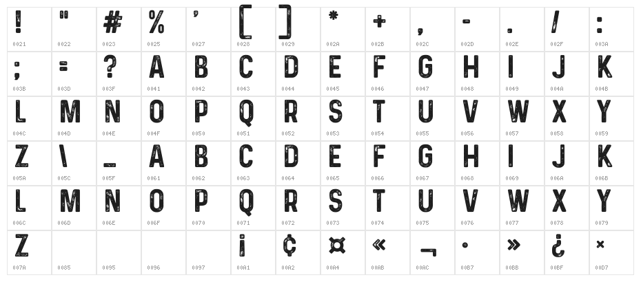 PrequelDemo-Regular Character Map