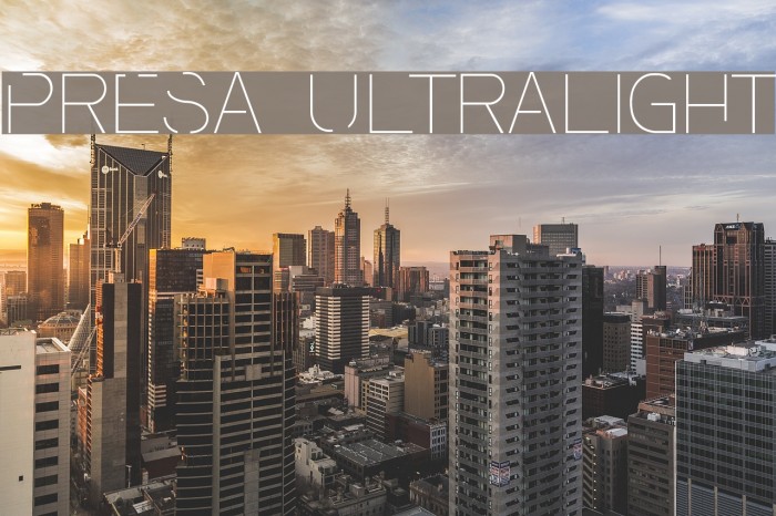 Presa Ultralight Font examples
