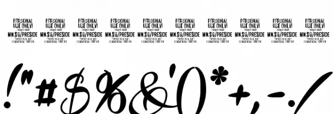 Preside Bold PERSONAL USE ONLY Font OTHER CHARS