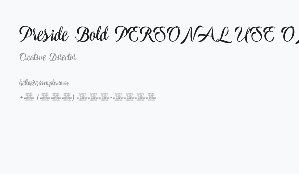 Preside Bold PERSONAL USE ONLY Business Card