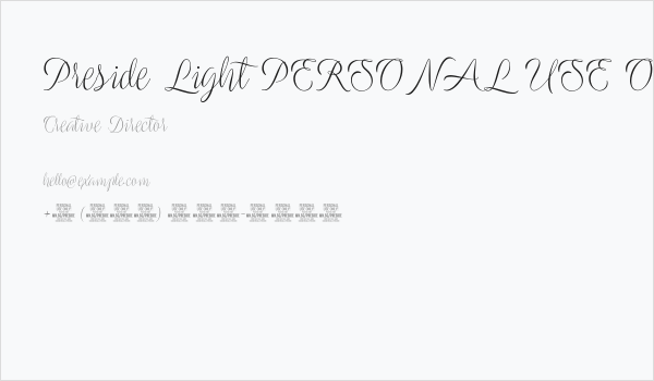 Preside Light PERSONAL USE ONLY Business Card