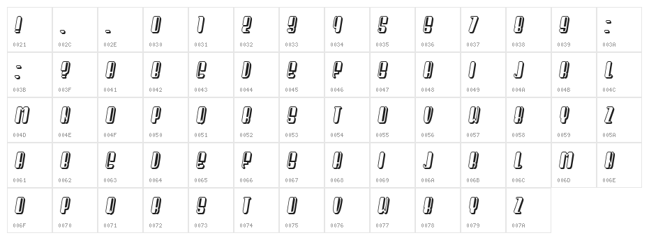 President Condensed Italic Character Map
