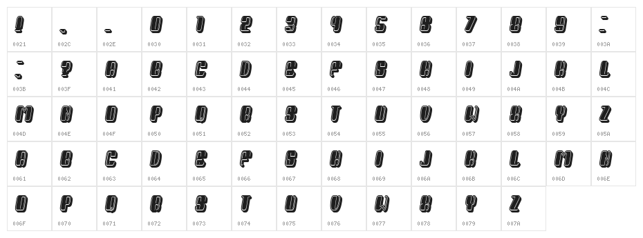 President Filled Italic Character Map