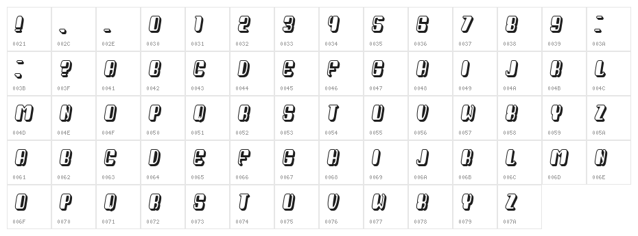 President Italic Character Map